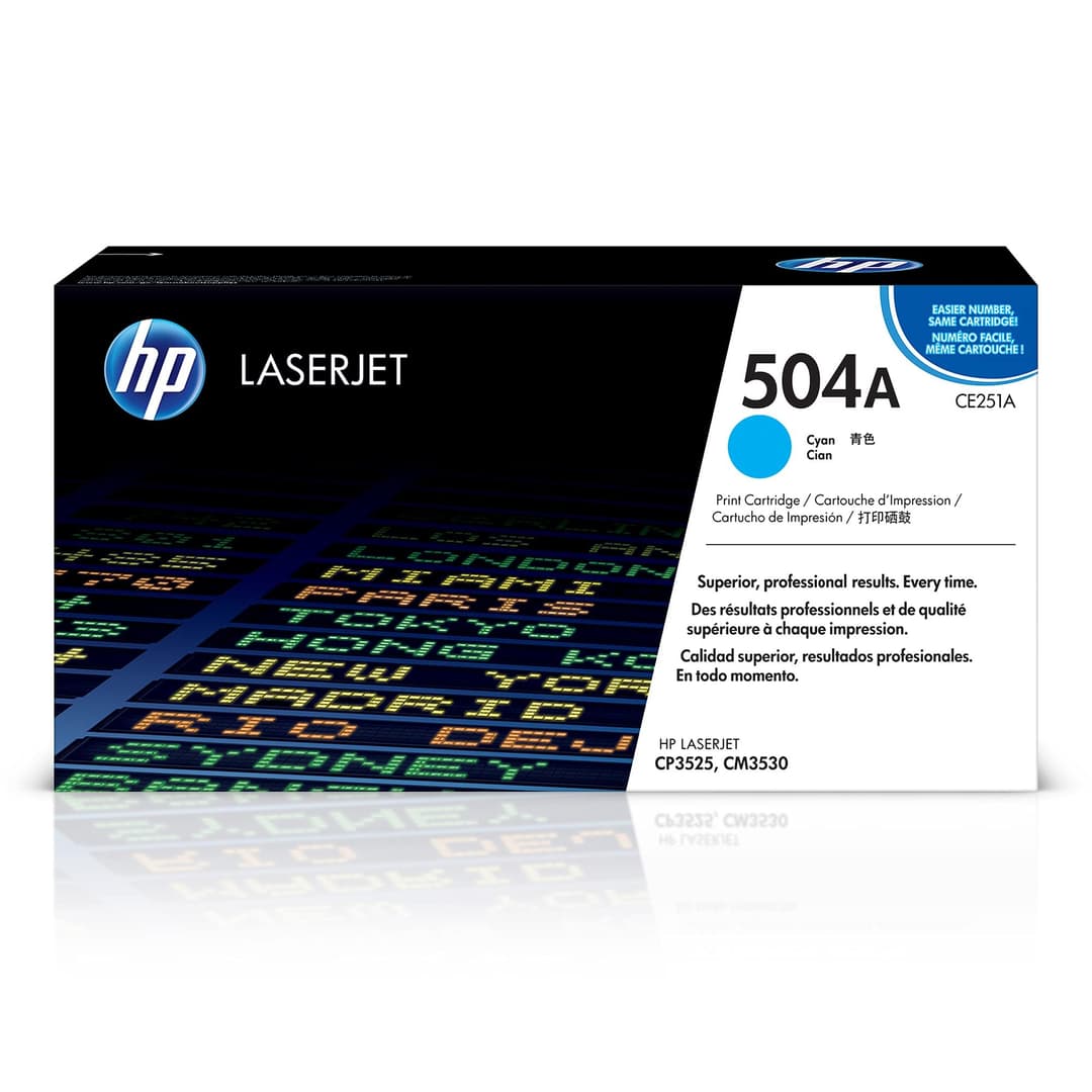 HP CE251A 504A Original LaserJet Toner Cartridge - Cyan - Image 1