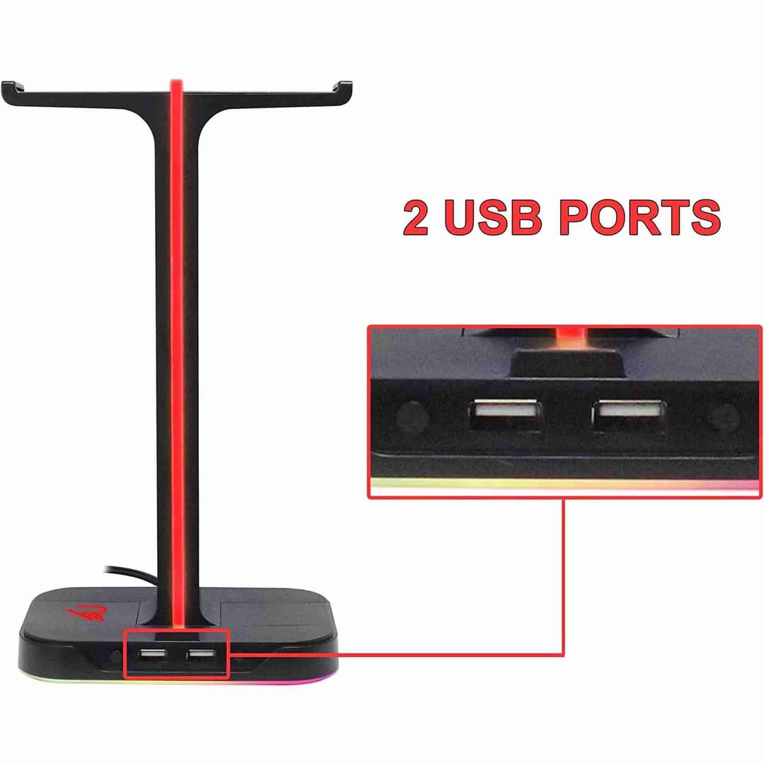 Raiden Dual Headset Stand with USB & LED Lighting - Image 3