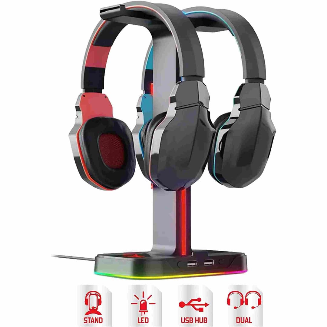 Raiden Dual Headset Stand with USB & LED Lighting - Image 4