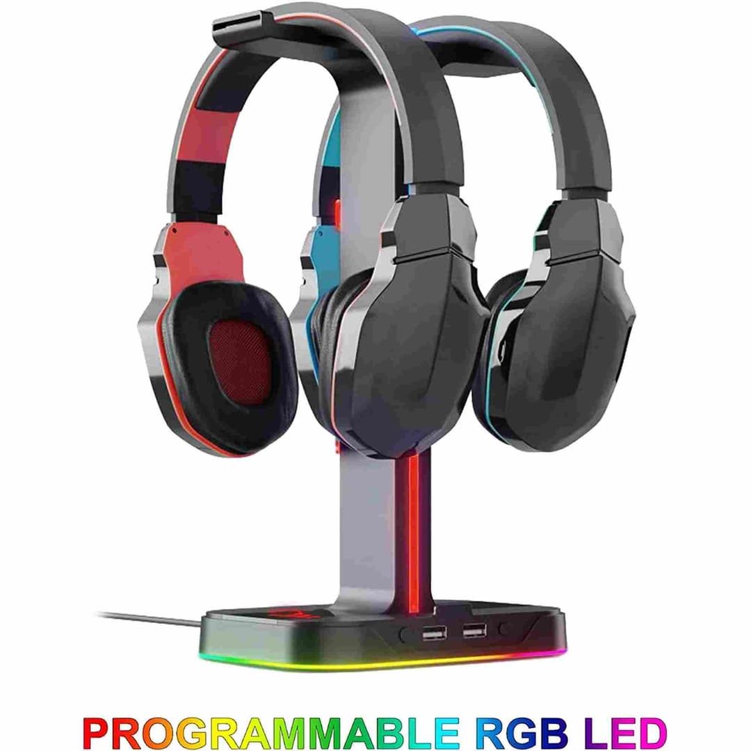 Raiden Dual Headset Stand with USB & LED Lighting - Image 5