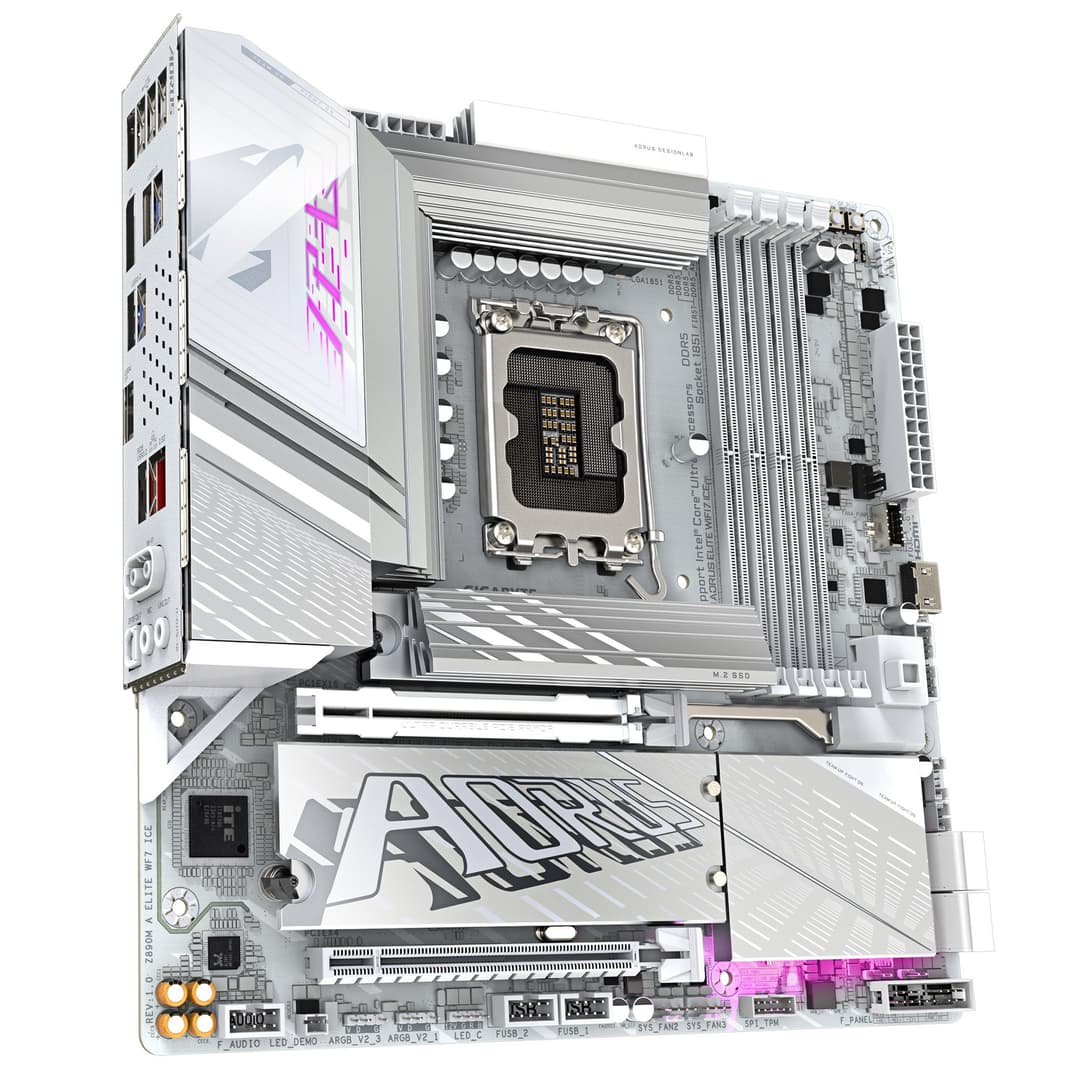 GIGABYTE Z890M AORUS ELITE WIFI7 ICE Motherboard - Supports Intel Core Ultra (Series 2) CPUs, 12+1+2 phases VRM, up to 8800MHz DDR5 (OC), 1xPCIe 5.0 + 2xPCIe 4.0, Wi-Fi 7, 2.5GbE LAN, USB 4 - Image 3