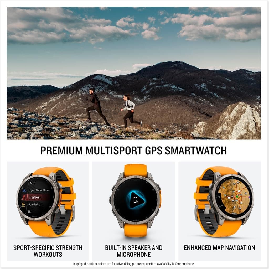 Garmin fēnix® 8 47 mm AMOLED Sapphire Premium Multisport GPS Smartwatch - Titanium with Spark Orange/Graphite Band - Image 3