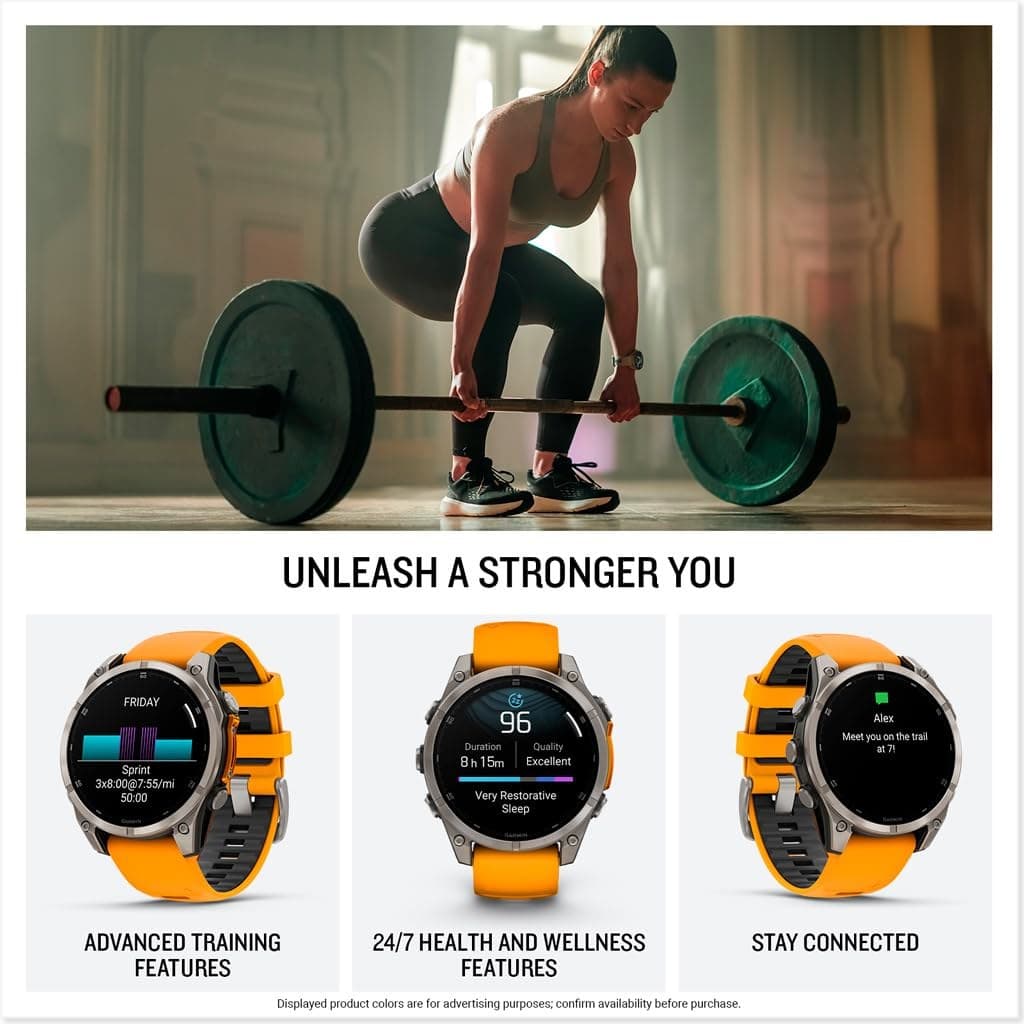 Garmin fēnix® 8 47 mm AMOLED Sapphire Premium Multisport GPS Smartwatch - Titanium with Spark Orange/Graphite Band - Image 5