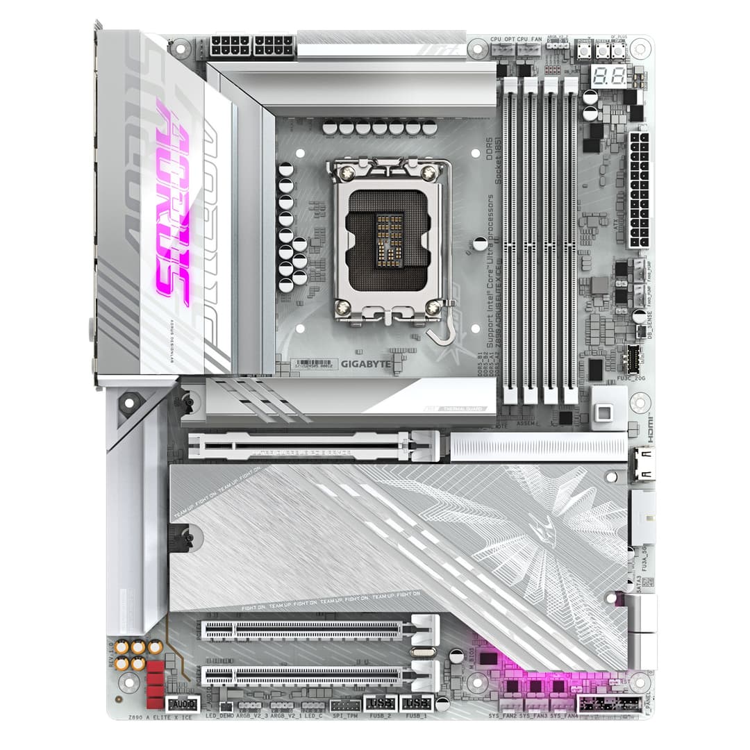 GIGABYTE Z890 AORUS ELITE X ICE Motherboard - Supports Intel Core Ultra (Series 2) CPUs, 16+1+2 phases VRM, up to 9500MHz DDR5 (OC), 1xPCIe 5.0 + 4xPCIe 4.0, Wi-Fi 7, 2.5GbE LAN, Thunderbolt 4 - Image 2