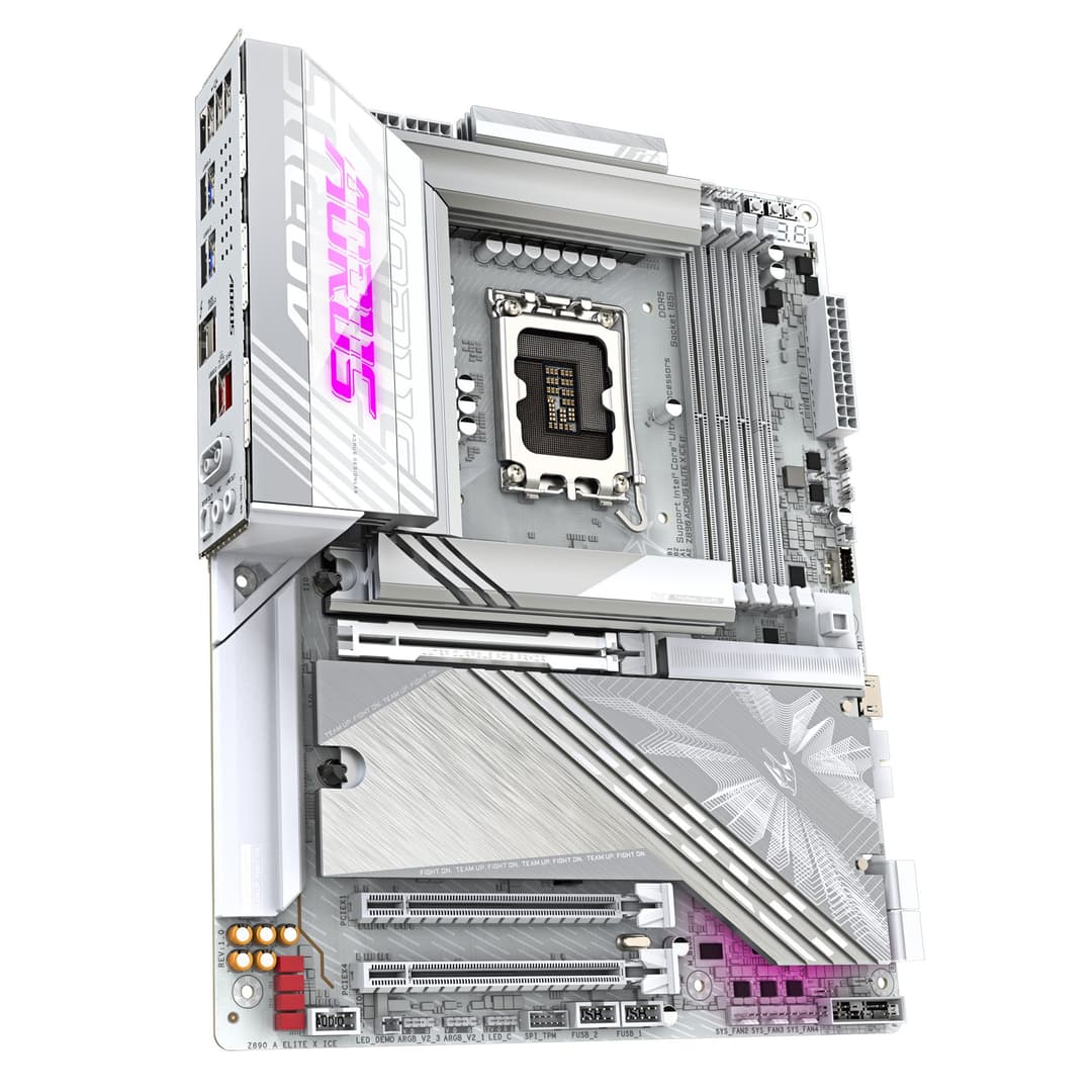 GIGABYTE Z890 AORUS ELITE X ICE Motherboard - Supports Intel Core Ultra (Series 2) CPUs, 16+1+2 phases VRM, up to 9500MHz DDR5 (OC), 1xPCIe 5.0 + 4xPCIe 4.0, Wi-Fi 7, 2.5GbE LAN, Thunderbolt 4 - Image 3