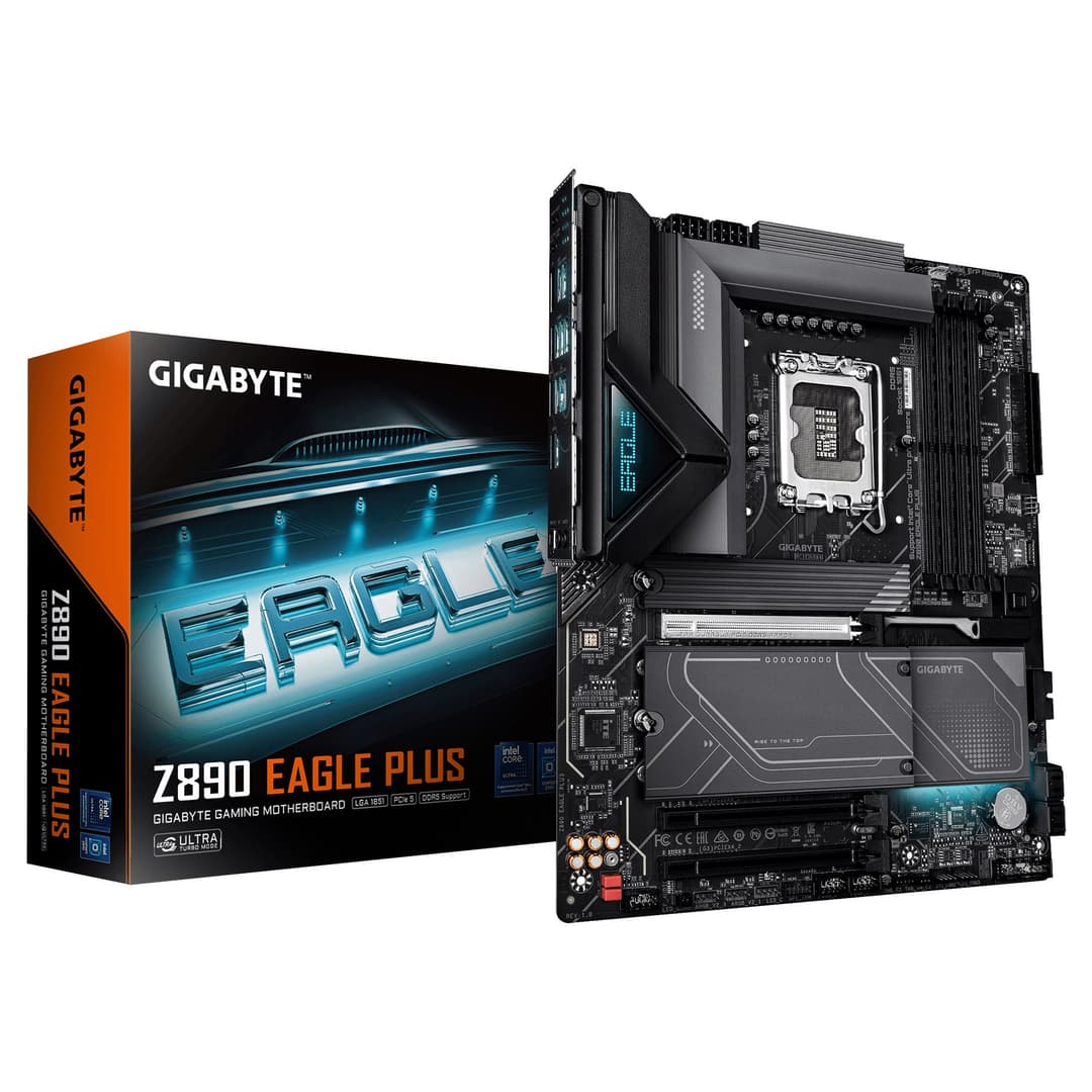 GIGABYTE Z890 EAGLE PLUS Motherboard - Supports Intel Core Ultra (Series 2) CPUs, 14+1+2 phases VRM, up to 9466MHz DDR5 (OC), 1xPCIe 5.0 M.2 + 3xPCIe 4.0 M.2, 2.5GbE LAN, USB4 - Image 1