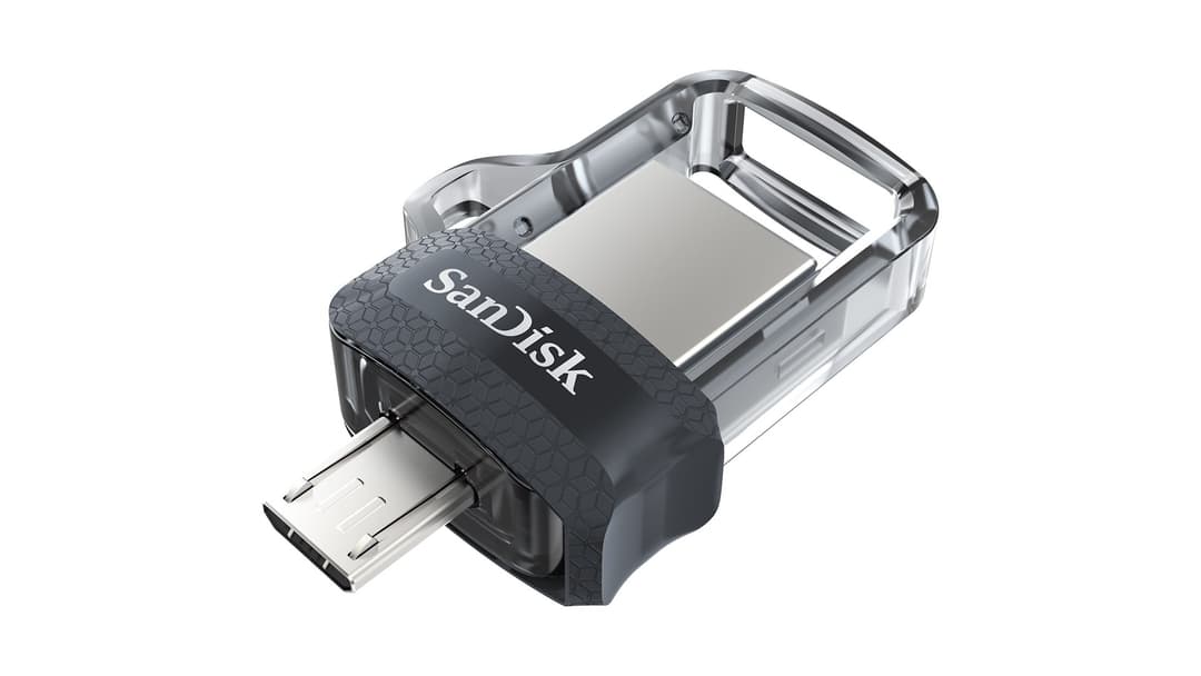SanDisk Ultra Dual m3.0 USB flash drive 128 GB USB Type-A / Micro-USB 3.2 Gen 1 (3.1 Gen 1) Black, Silver, Transparent - Image 1