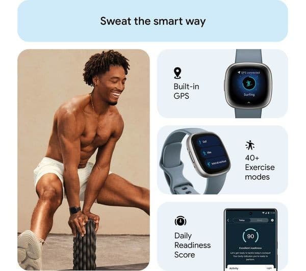 Fitbit Versa 4 Smartwatch Waterfall Blue - Image 4