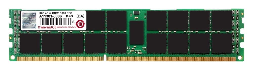 32GB Transcend DDR3 PC3-12800 1600MHz ECC Registered CL11 240-Pin Apple RAM - Image 1