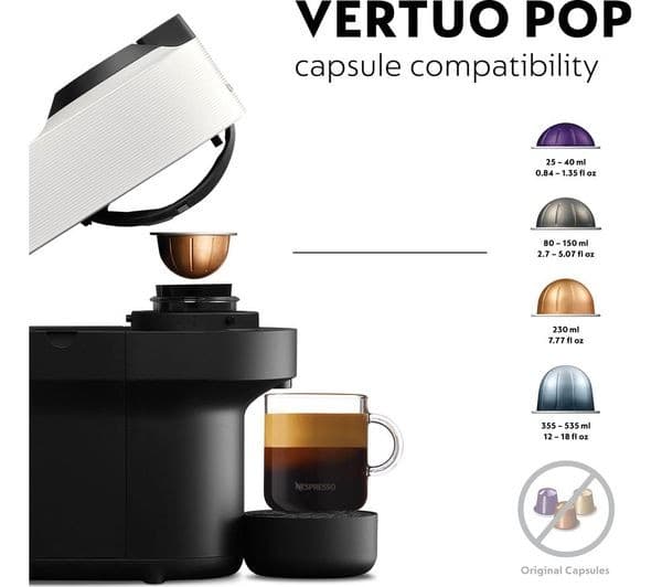 Nespresso by Krups Vertuo Pop XN920141 Coffee Machine Coconut White - Image 3
