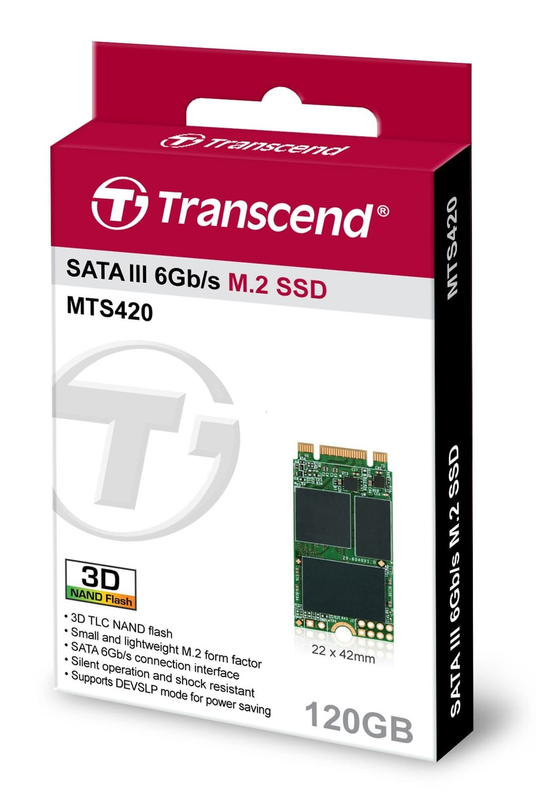 120GB Transcend M.2 SATA III 6Gb/s SSD MTS420 3D TLC Flash 42mm Form Factor - Image 2