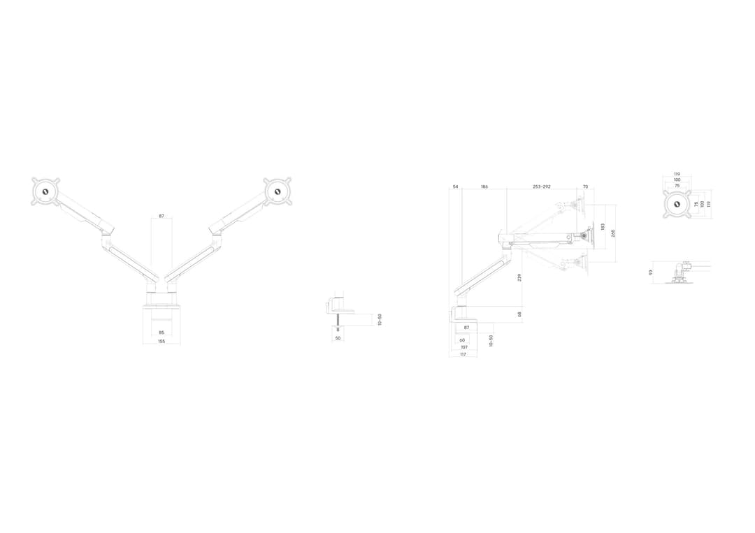 One For All DM 7220 Universal Dual Monitor Arm - White - Image 6