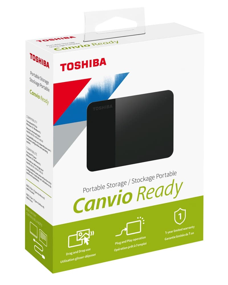 Toshiba Canvio Ready external hard drive 1 TB 2.5" USB Type-A 2.0/3.2 Gen 1 (3.1 Gen 1) Black - Image 1