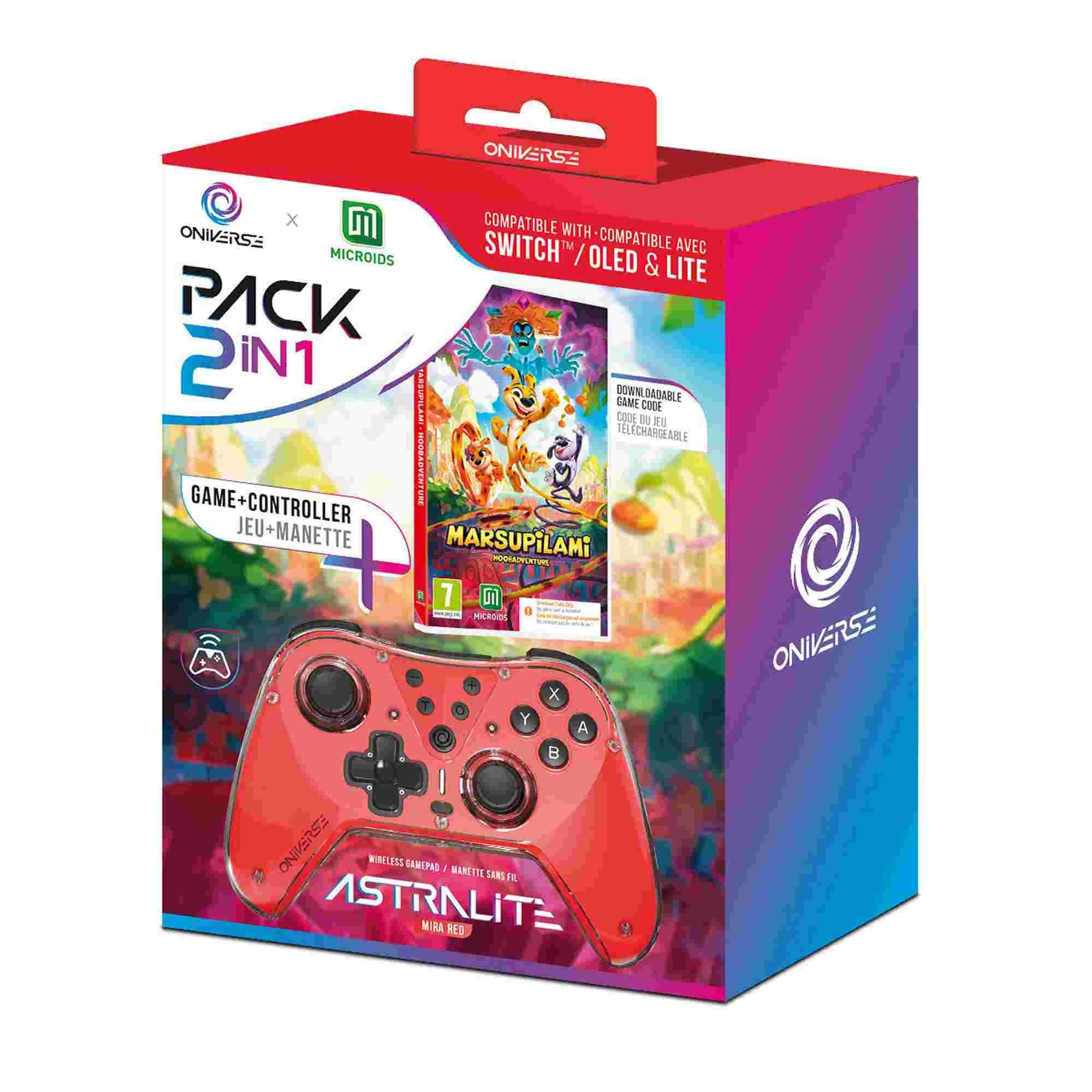 Astralite Red Wireless Bluetooth Controller with Marsupilami: Hoobadventure for Nintendo Switch