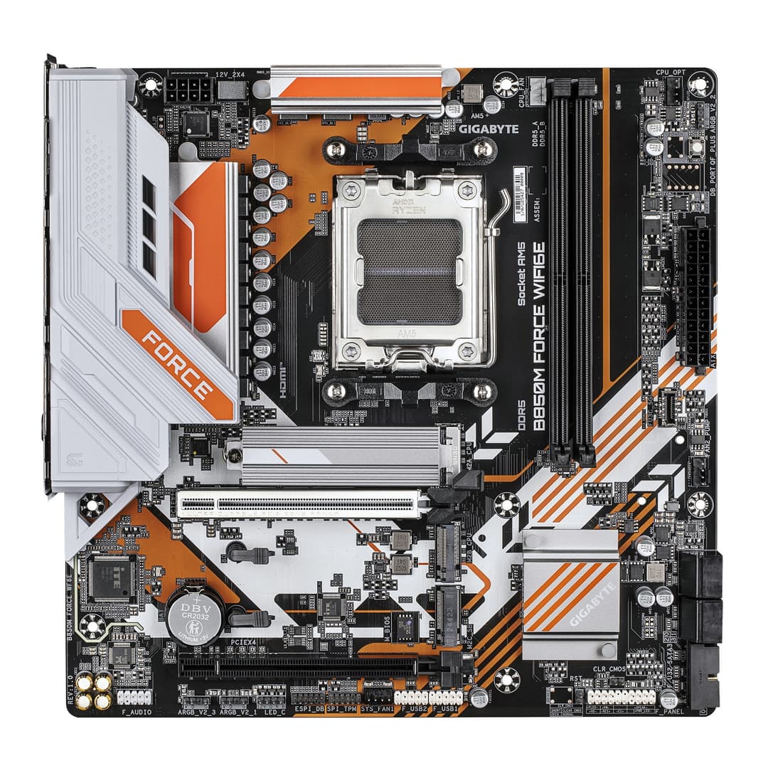 GIGABYTE B850M FORCE WIFI6E Motherboard - AMD Ryzen 9000 Series CPUs, 8+2+2 Phases Digital VRM, up to 9600MHz DDR5 (OC), 1xPCIe 5.0 + 2xPCIe 4.0 M.2, Wi-Fi 6E, 2.5 GbE LAN, USB 3.2 Gen 2 - Image 2