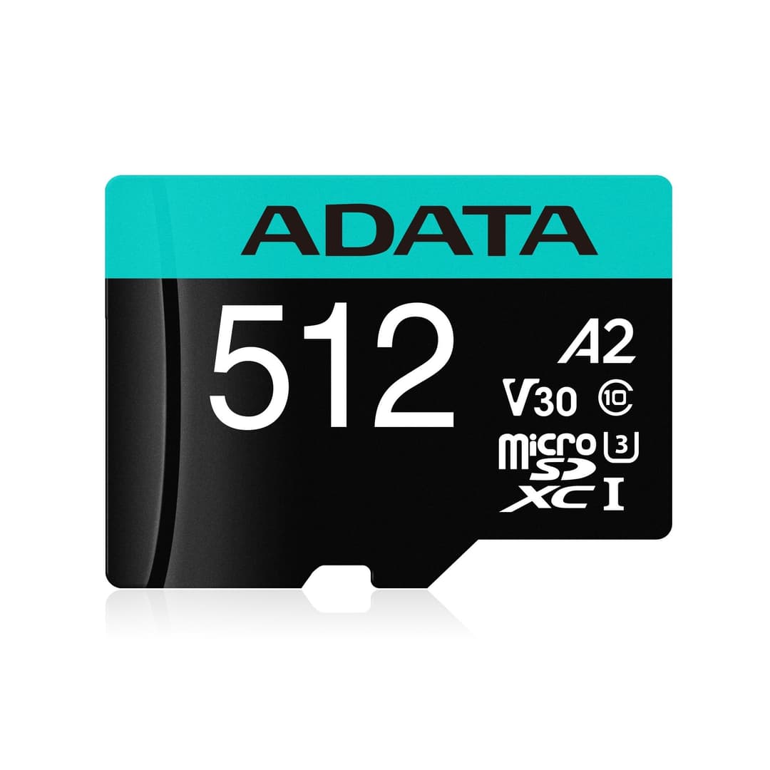 512GB AData Premier Pro microSDXC CL10 UHS-I U3 V30 A2 Memory Card with SD Adapter - Image 1