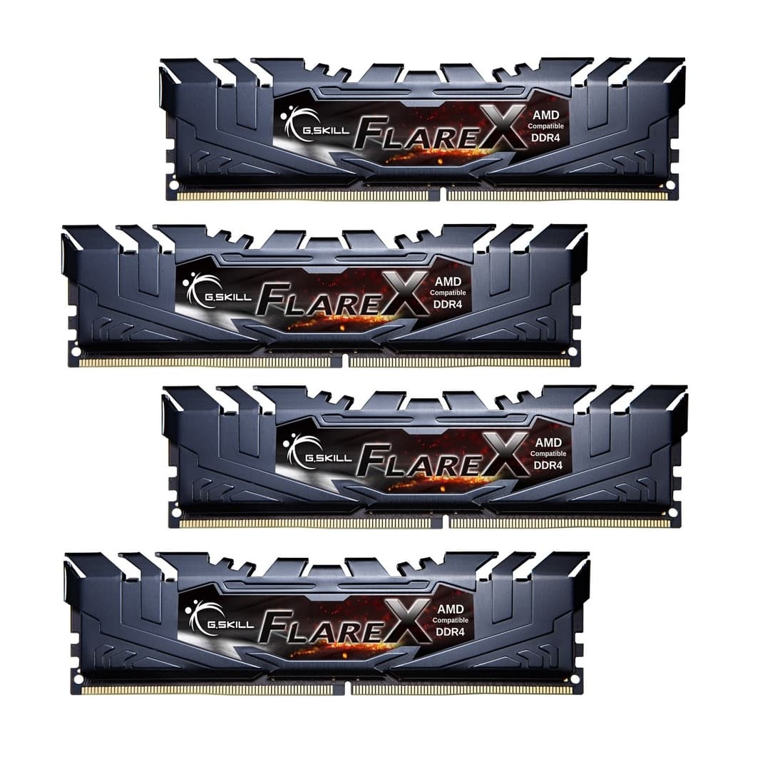 32GB G.Skill Flare X DDR4 3200MHz PC4-25600 for AMD Ryzen CL16 Quad Channel Kit (4x8GB) - Image 1