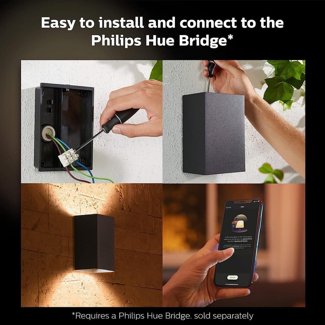Philips Hue Resonate White and Colour Ambiance LED Smart Outdoor Wall Light - Black - Image 8