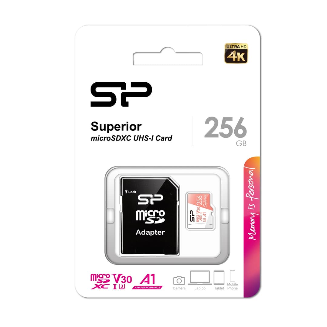 256GB Silicon Power Superior microSDXC UHS-I 4K Ultra HD Memory Card - Image 2