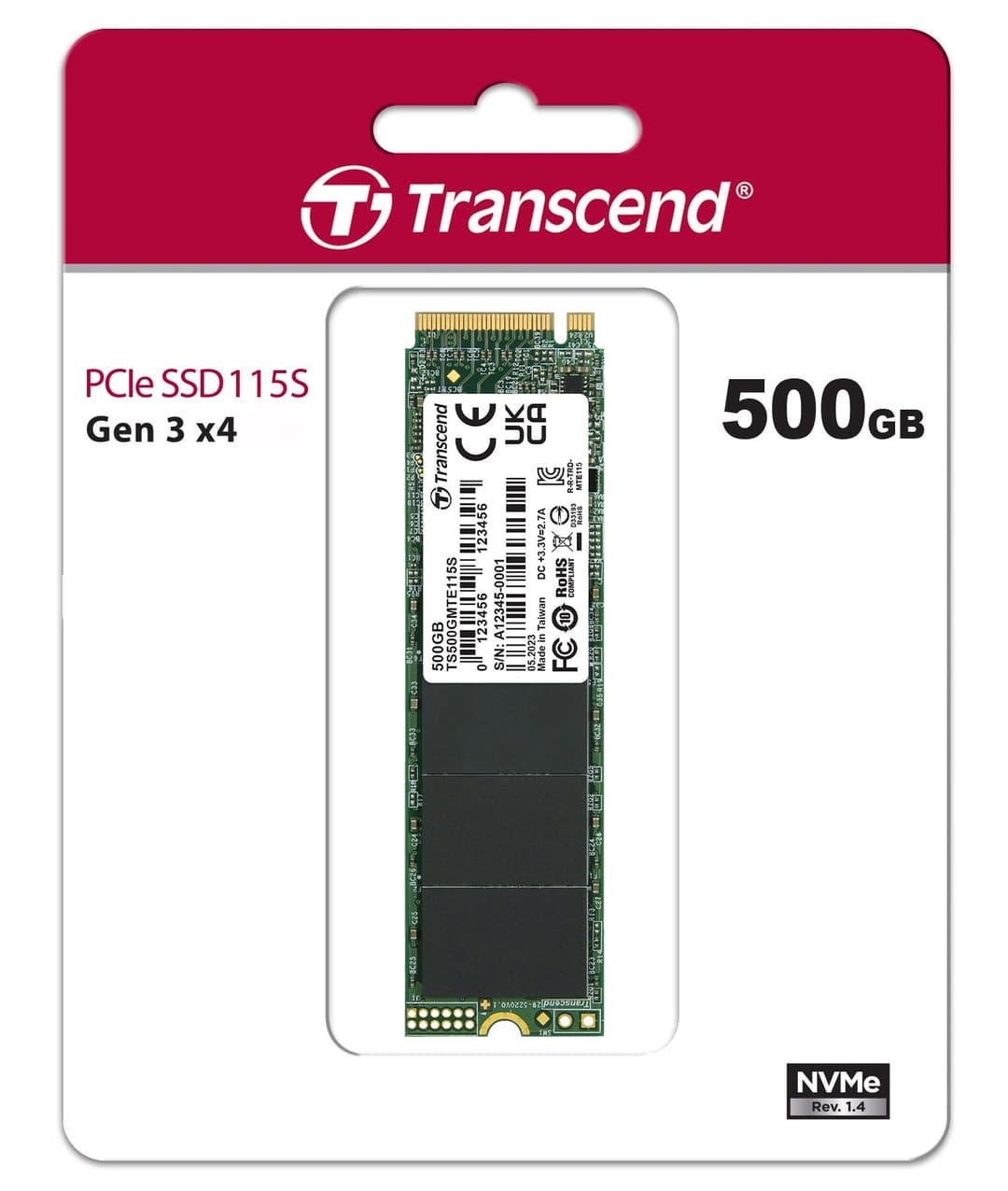 500GB Transcend PCIe SSD 115S NVMe M.2 2280 PCIe Gen3 x4 SSD - Image 4