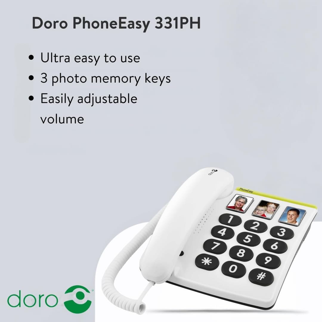 Doro PhoneEasy 331ph Big Button Corded Landline - Black - Image 2