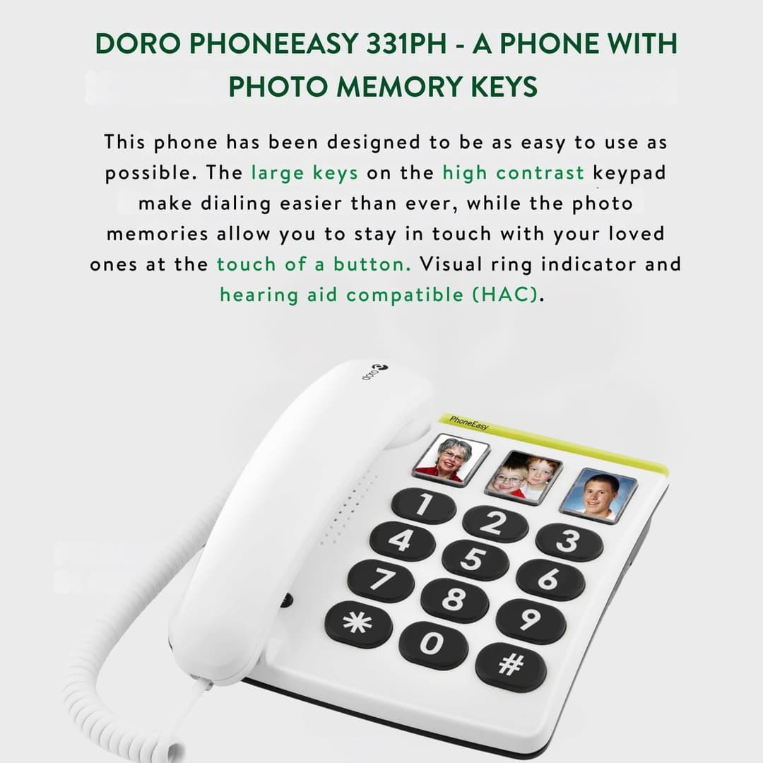 Doro PhoneEasy 331ph Big Button Corded Landline - Black - Image 4