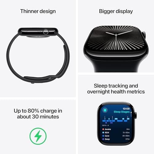 Apple Watch Series 10 GPS 42 mm Smartwatch with Jet Black Aluminium Case - Image 9