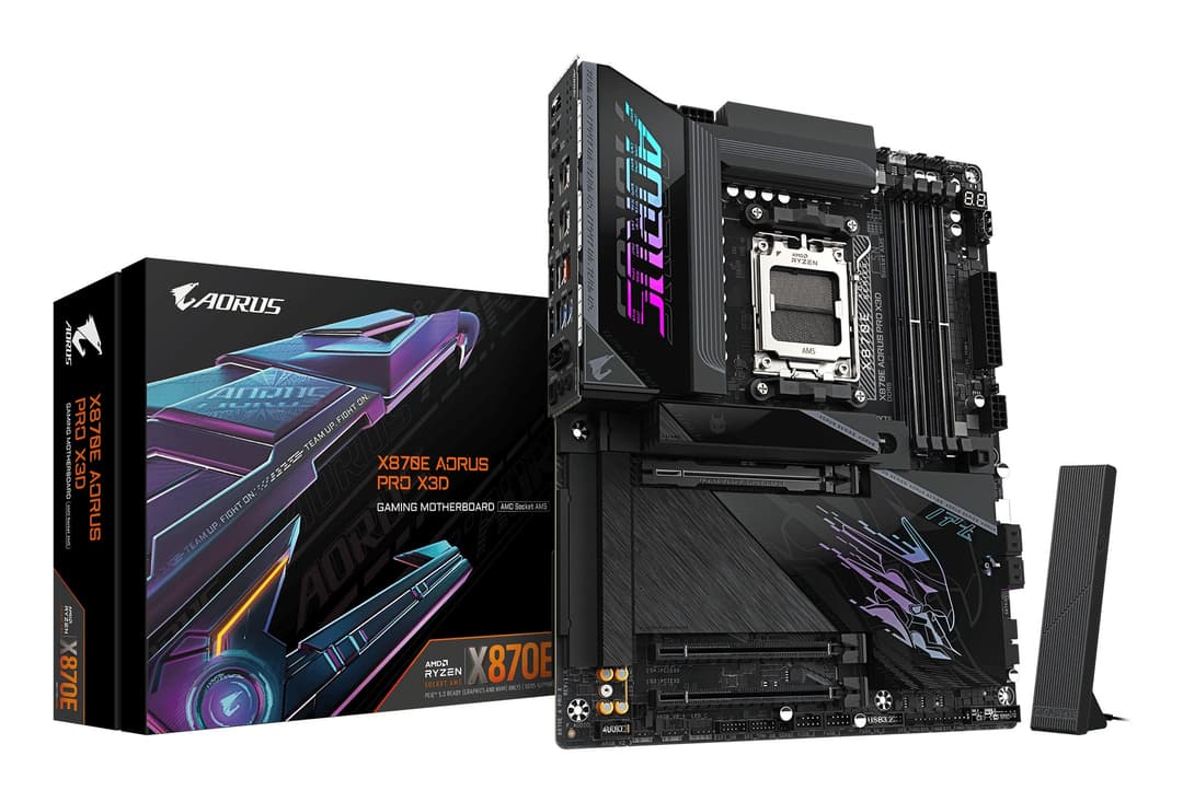 GIGABYTE X870E AORUS PRO X3D Motherboard - Supports AMD Ryzen 9000 CPUs, 18+2+2 Phases Digital VRM, up to 9000Hz DDR5 (OC), 2xPCIe 5.0 + 2xPCIe 4.0, Wi-Fi 7, 5GbE LAN, USB 4 - Image 1