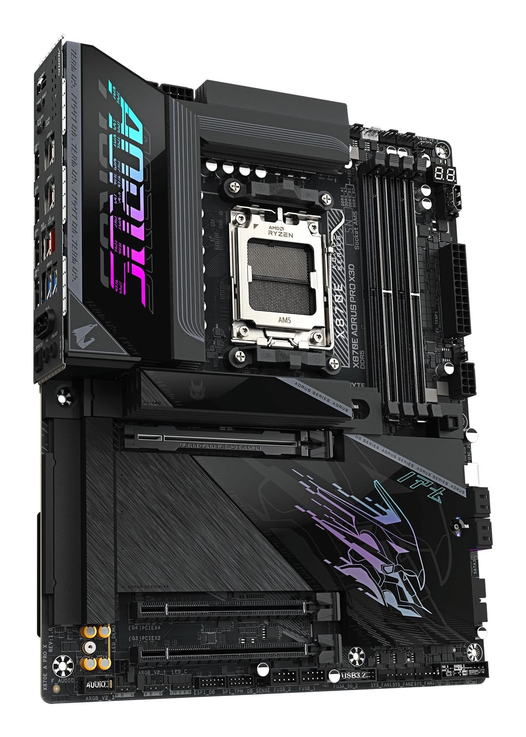 GIGABYTE X870E AORUS PRO X3D Motherboard - Supports AMD Ryzen 9000 CPUs, 18+2+2 Phases Digital VRM, up to 9000Hz DDR5 (OC), 2xPCIe 5.0 + 2xPCIe 4.0, Wi-Fi 7, 5GbE LAN, USB 4 - Image 3
