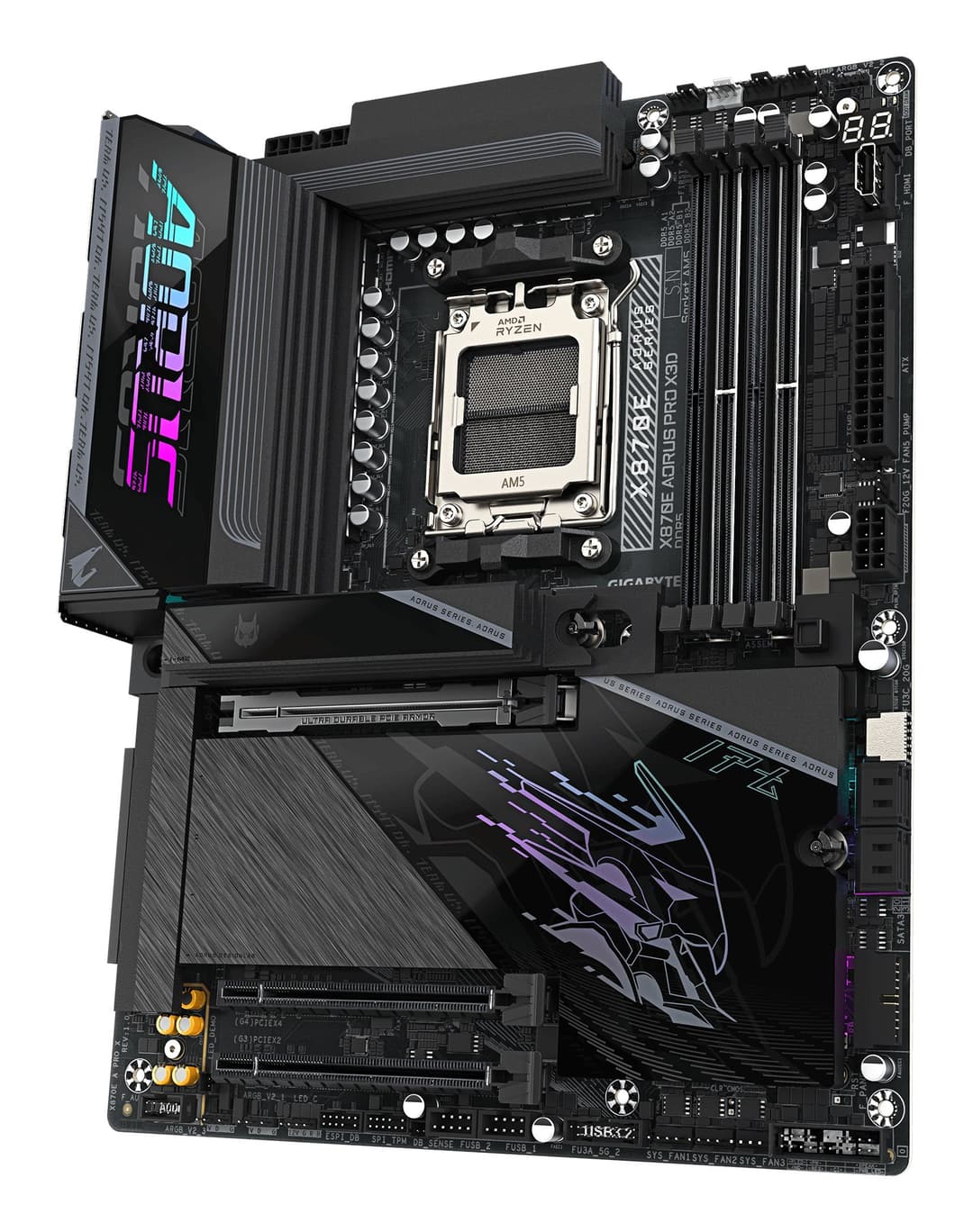 GIGABYTE X870E AORUS PRO X3D Motherboard - Supports AMD Ryzen 9000 CPUs, 18+2+2 Phases Digital VRM, up to 9000Hz DDR5 (OC), 2xPCIe 5.0 + 2xPCIe 4.0, Wi-Fi 7, 5GbE LAN, USB 4 - Image 4