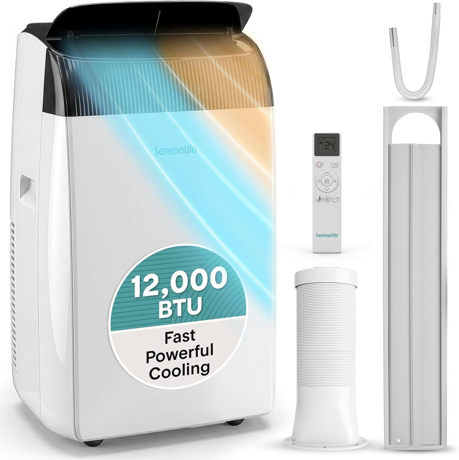 SereneLife Portable Air Conditioner 12000 BTU Air Conditioning Unit with Heat, 4 in 1 Portable AC with Dehumidifier, Follow Me Function, Window Kit & Remote Control