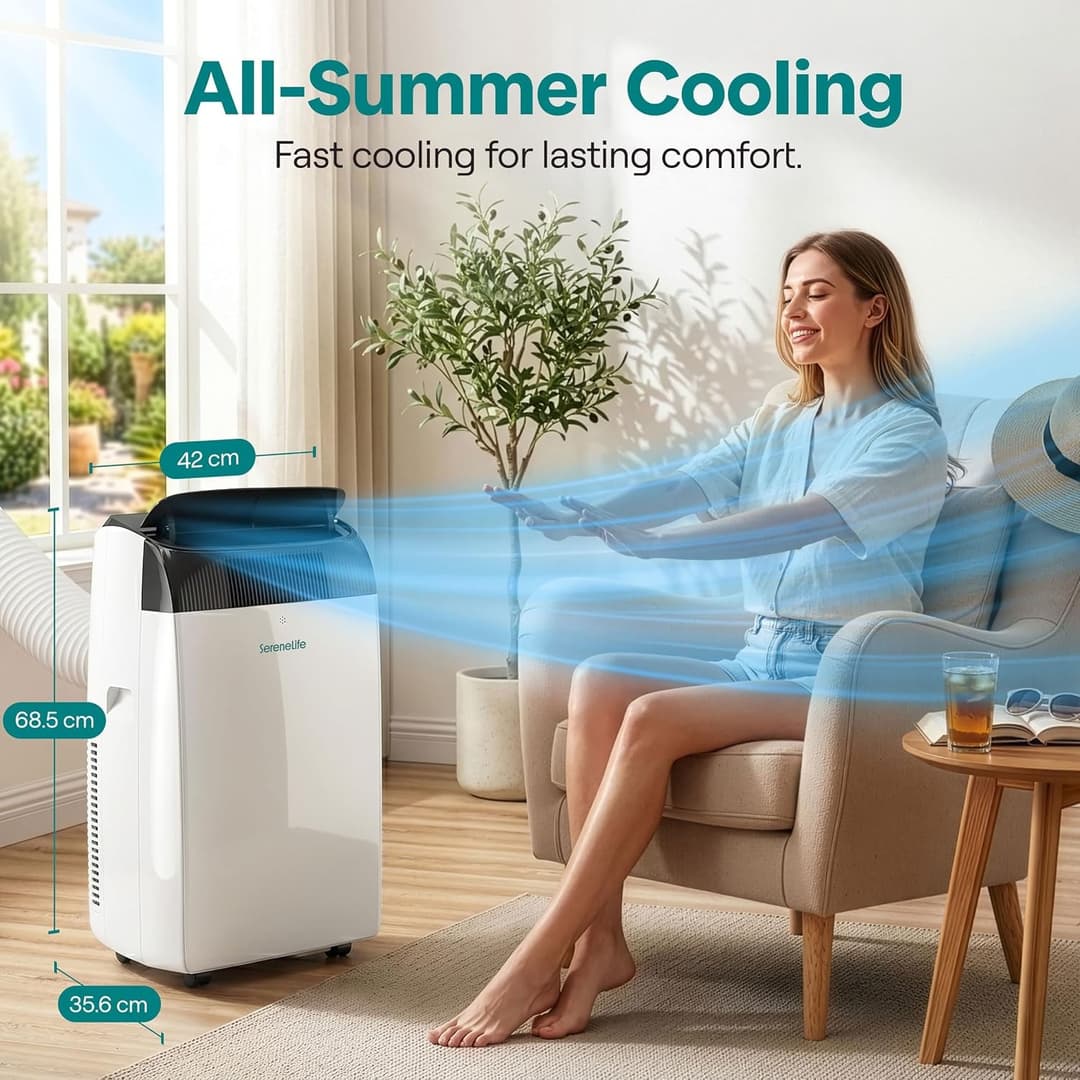SereneLife Portable Air Conditioner 12000 BTU Air Conditioning Unit with Heat, 4 in 1 Portable AC with Dehumidifier, Follow Me Function, Window Kit & Remote Control - Image 3
