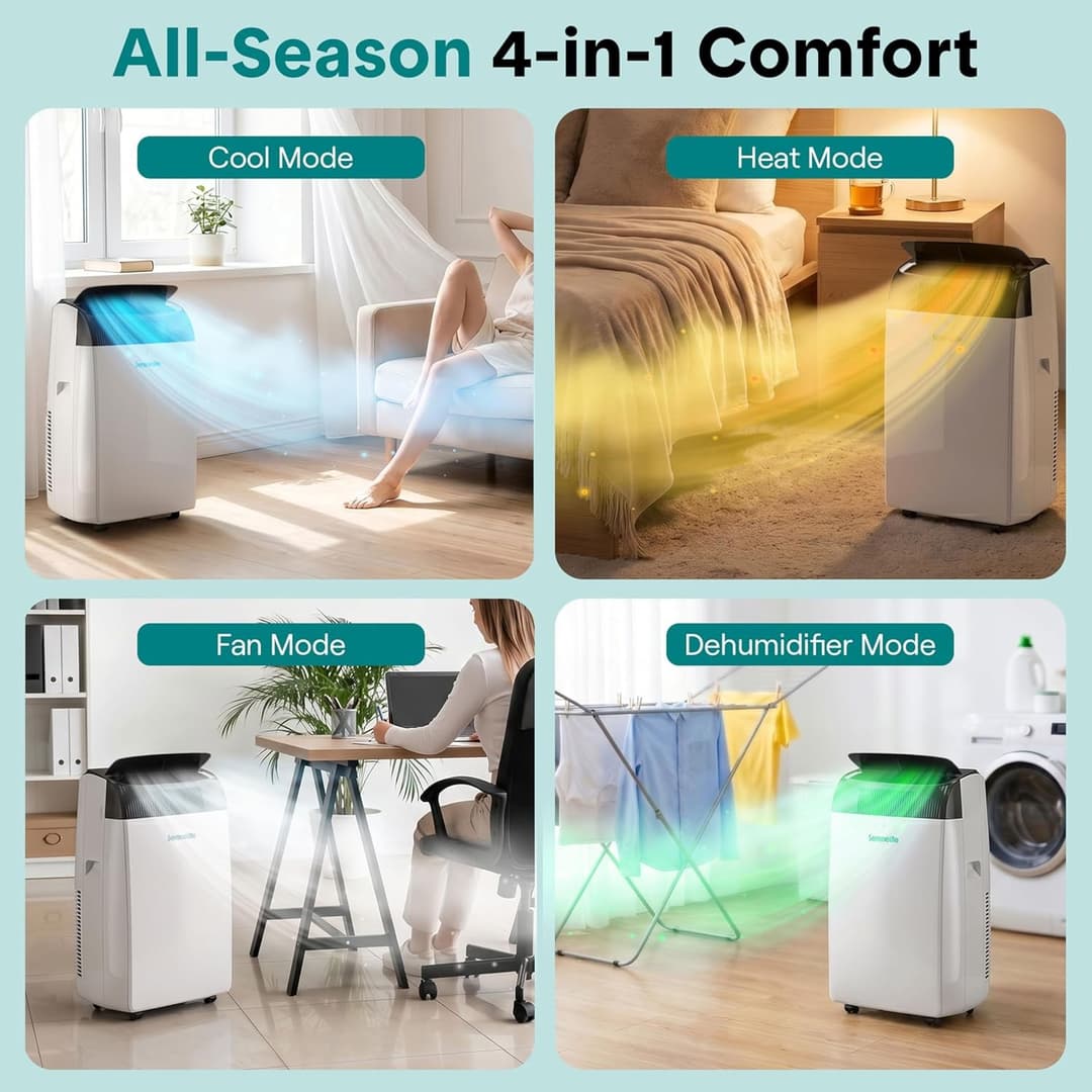 SereneLife Portable Air Conditioner 12000 BTU Air Conditioning Unit with Heat, 4 in 1 Portable AC with Dehumidifier, Follow Me Function, Window Kit & Remote Control - Image 4