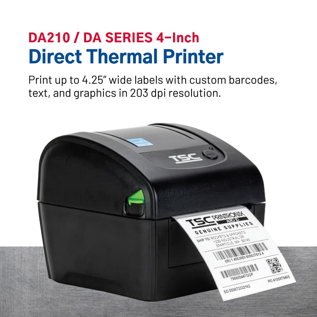 TSC DA210 Desktop Direct Thermal Label Printer - Black - Image 2