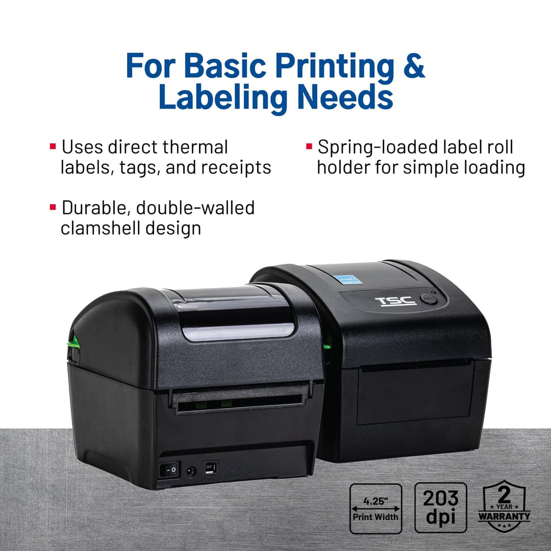 TSC DA210 Desktop Direct Thermal Label Printer - Black - Image 3