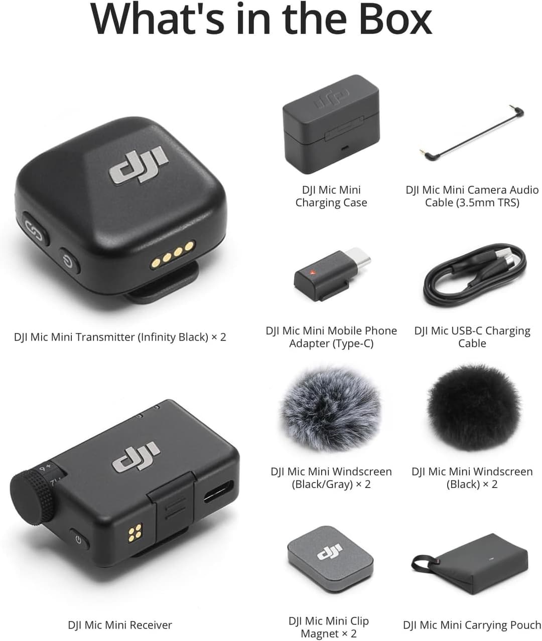 DJI Mic Mini (2 TX + 1 RX + Charging Case) Wireless Microphone Kit - Dark Grey - Image 6