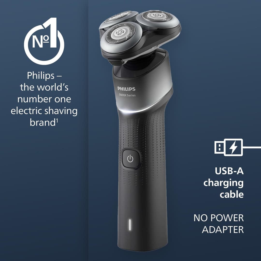 Philips Shaver 5000X Series Wet and Dry Electric Shaver - Blue - Image 2