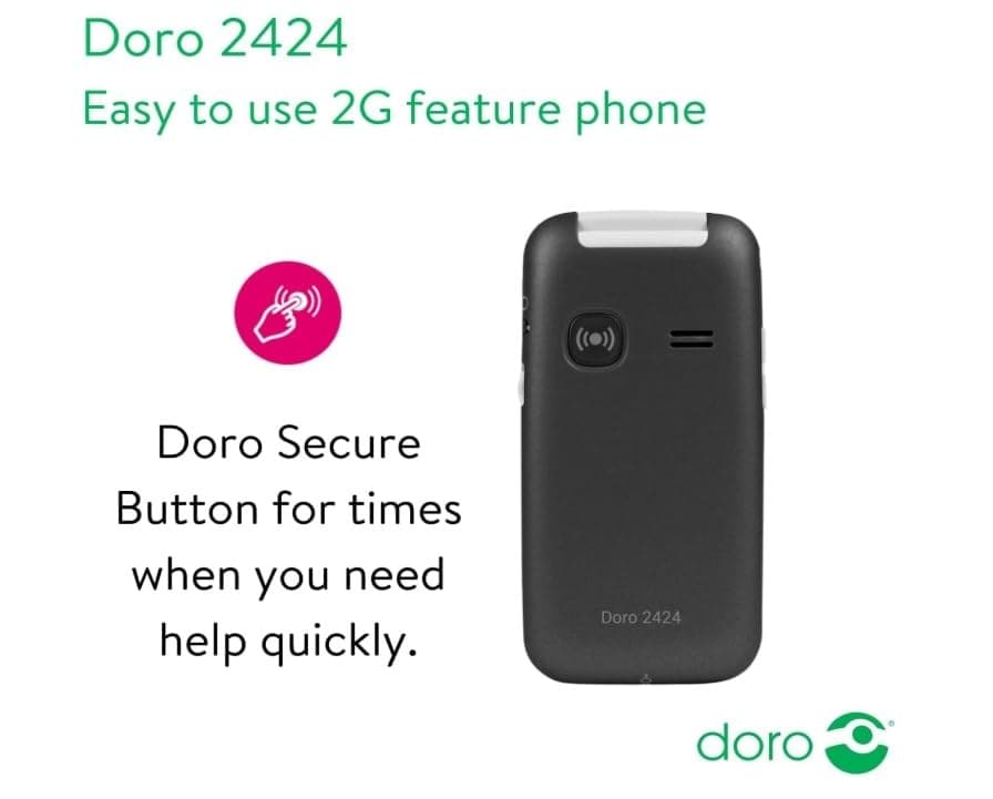 Doro 2424 Unlocked Basic Mobile Phone for Seniors - Black - Image 7