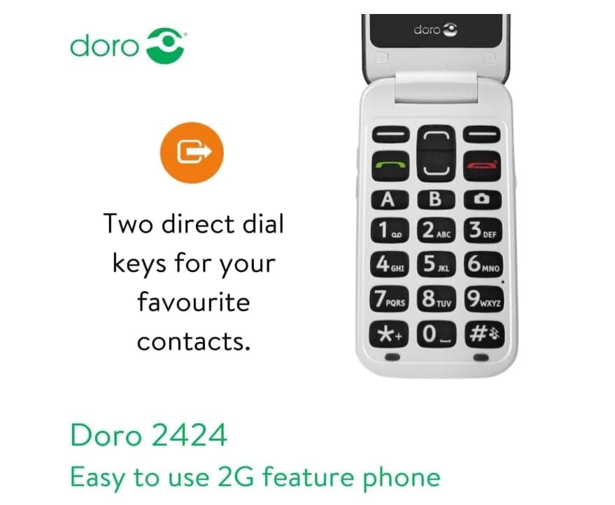 Doro 2424 Unlocked Basic Mobile Phone for Seniors - Black - Image 8
