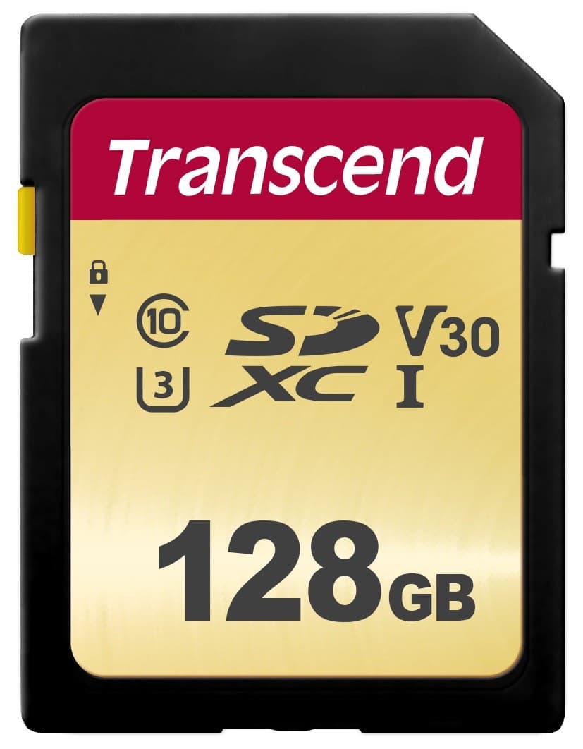 128GB Transcend 500S SDXC UHS-I U3 V30 SD Memory Card CL10 95MB/sec MLC Flash - Image 1
