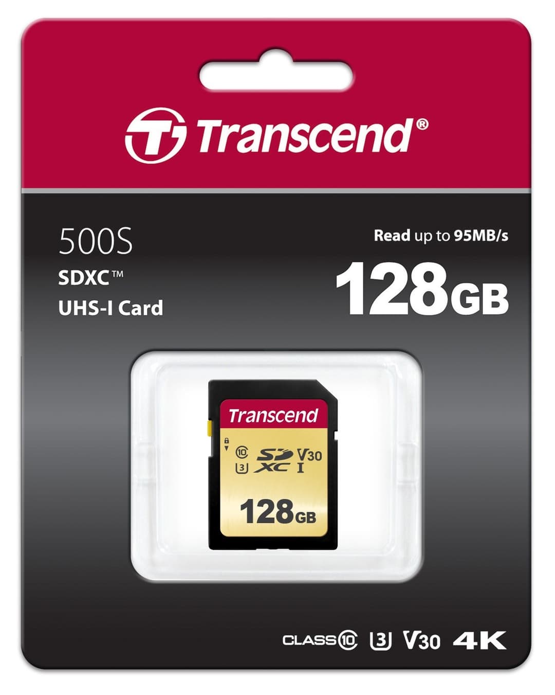 128GB Transcend 500S SDXC UHS-I U3 V30 SD Memory Card CL10 95MB/sec MLC Flash - Image 2