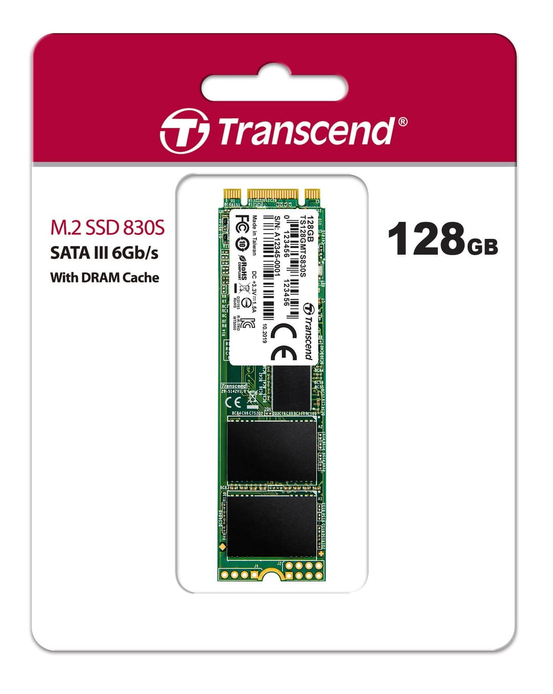 128GB Transcend M.2 2280 80mm SATA III 6Gbps 830S Solid State Drive - Image 2