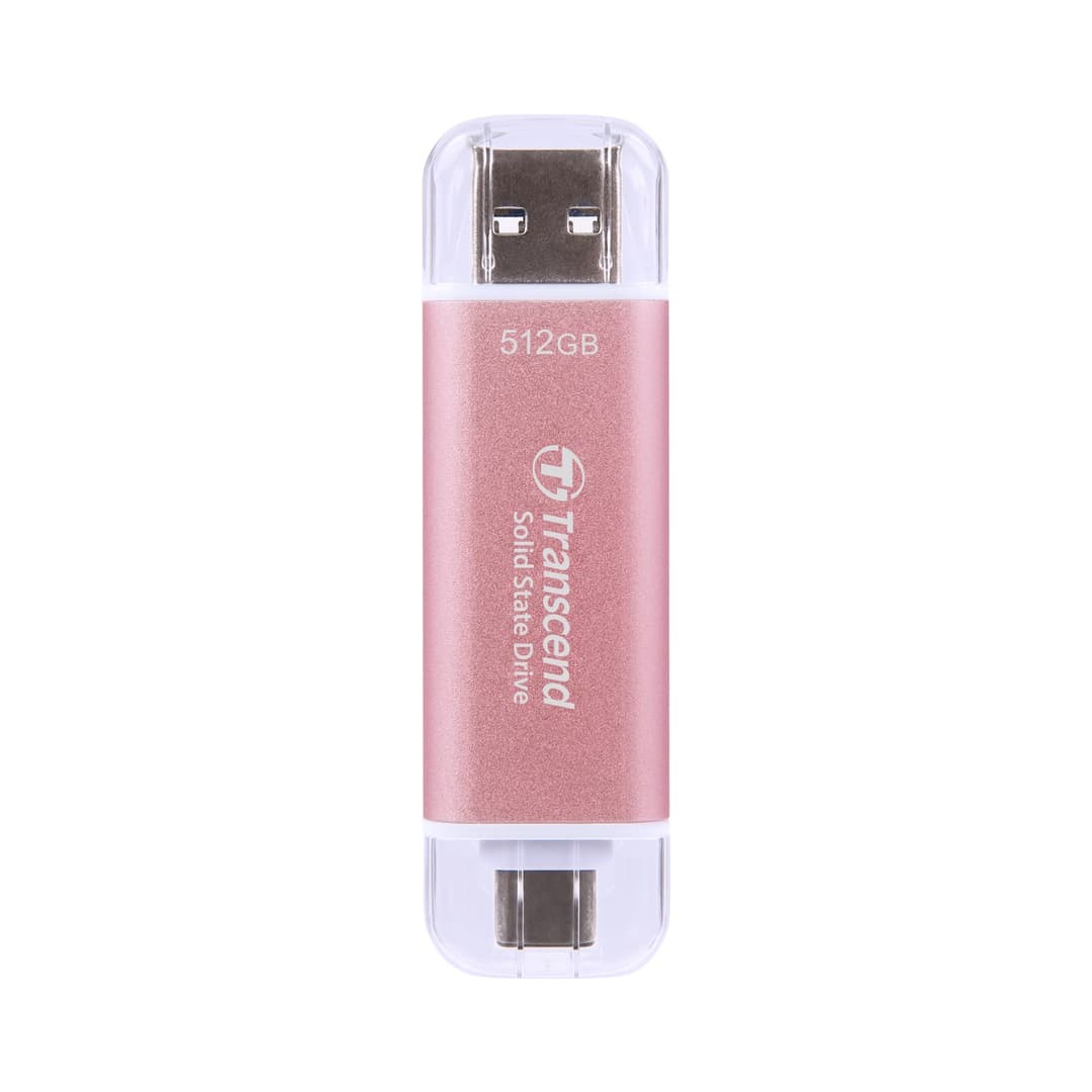 512GB Transcend ESD310 Portable SSD Dual USB (Type-A and Type-C) Pink - Image 2