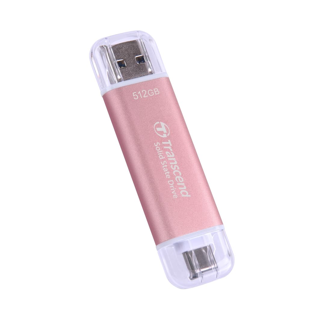 512GB Transcend ESD310 Portable SSD Dual USB (Type-A and Type-C) Pink - Image 3