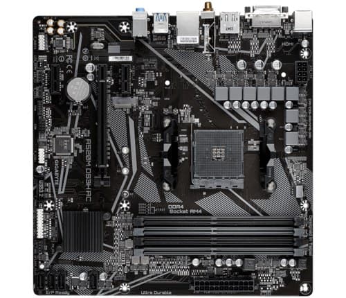 GIGABYTE A520M DS3H AC Motherboard - AMD Ryzen 5000 Series CPUs, 5+3 Phases VRM, up to 4733MHz DDR5 (OC), 1xPCIe 3.0 M.2, GbE LAN, WIFI 5, USB 3.2 Gen 1 - Image 2