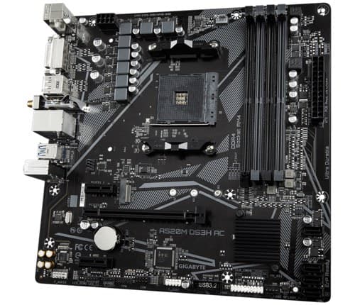 GIGABYTE A520M DS3H AC Motherboard - AMD Ryzen 5000 Series CPUs, 5+3 Phases VRM, up to 4733MHz DDR5 (OC), 1xPCIe 3.0 M.2, GbE LAN, WIFI 5, USB 3.2 Gen 1 - Image 4