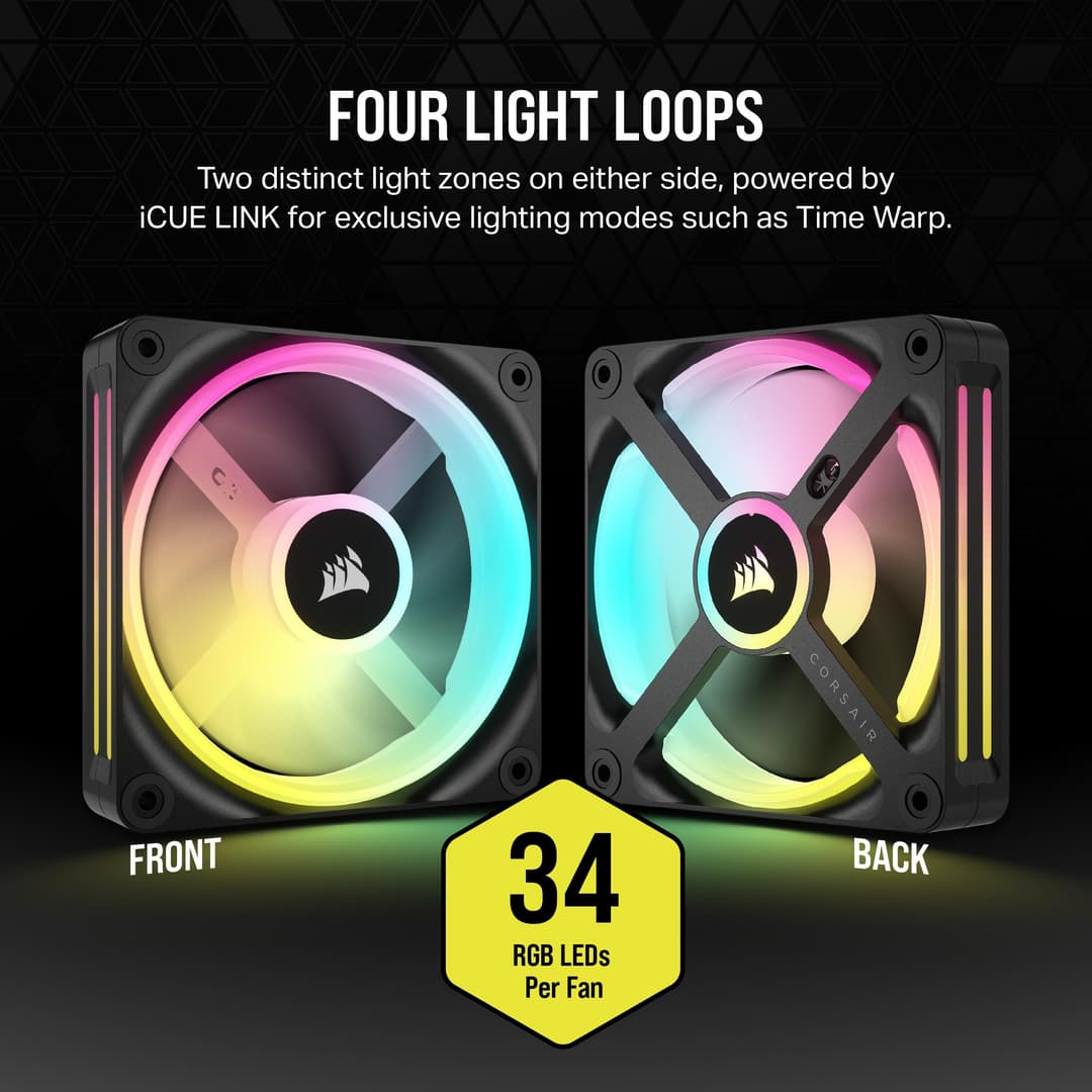 Corsair iCUE LINK QX120 RGB 120mm Magnetic Dome RGB Fan - Black - Image 5