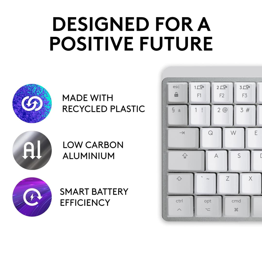 Logitech MX Mechanical Mini for Mac Wireless Illuminated Keyboard - Pale Grey - Image 5