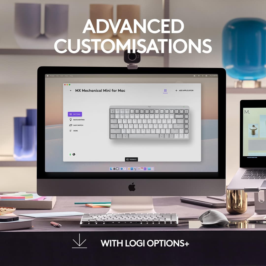Logitech MX Mechanical Mini for Mac Wireless Illuminated Keyboard - Pale Grey - Image 7