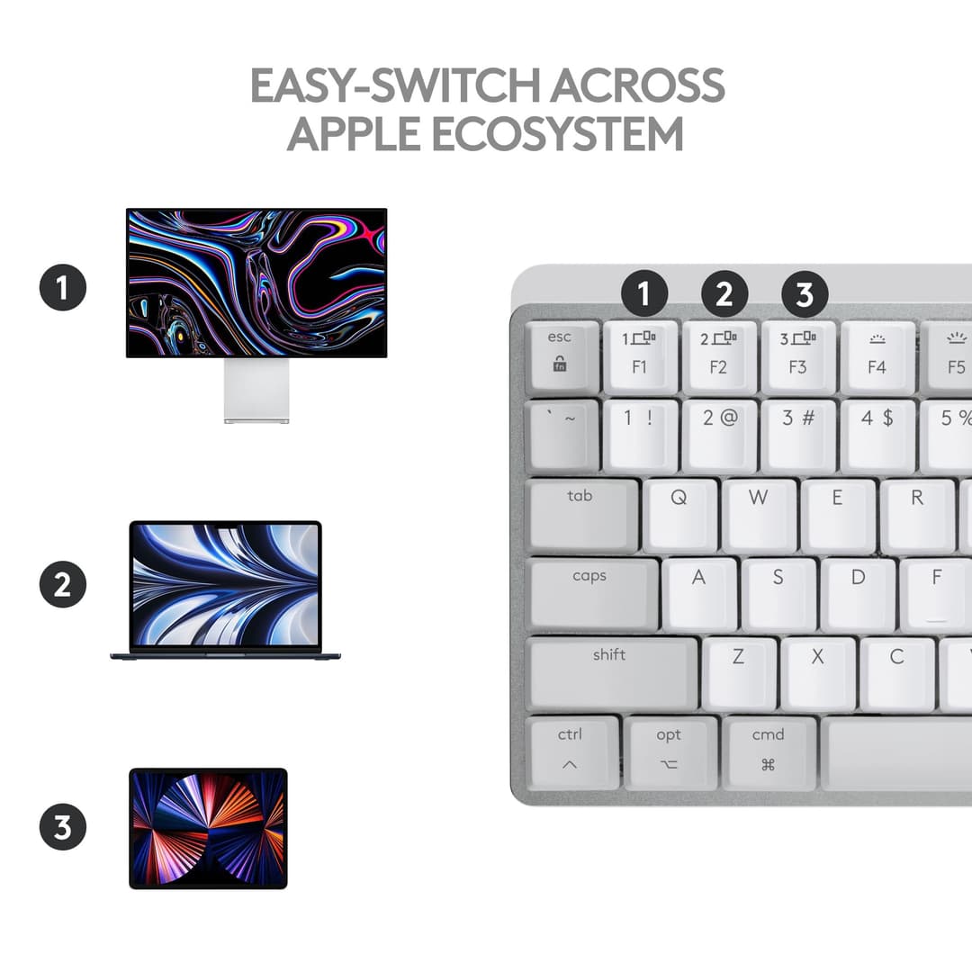 Logitech MX Mechanical Mini for Mac Wireless Illuminated Keyboard - Pale Grey - Image 8
